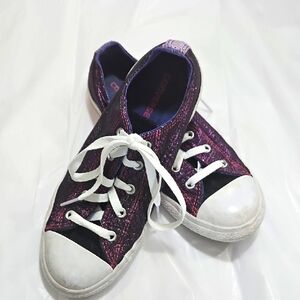 Converse All Star Purple Double Tongue Junior Dot Shimmer Sneakers Sz 4